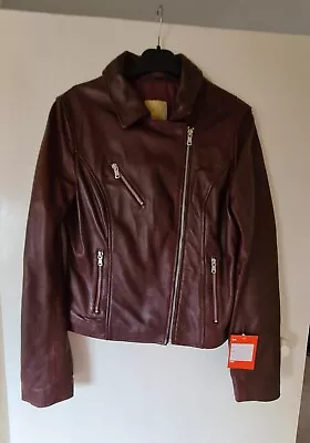 Buy Womens Genuine Leather Jacket, New - Dark Red (size: M) • 20£