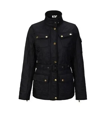 Buy Firetrap Quilted Jacket Ladies Coat Belted - Black - All Sizes • 19.99£