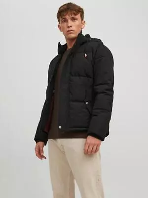Buy Jack & Jones Men Black Puffer Jackets Full Zip Winter Warm Hooded Jacket For Men • 59.99£