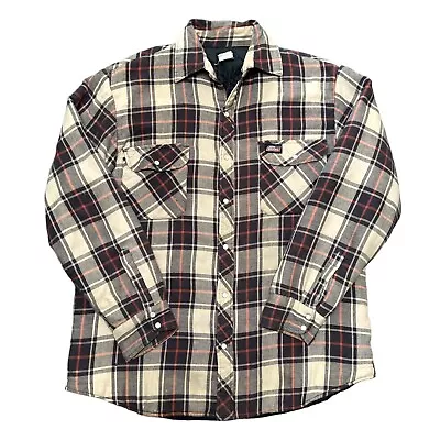 Buy Vintage Dickies Workwear Button Down Flannel Fleece Quilt Lined Jacket Beige- XL • 19.99£