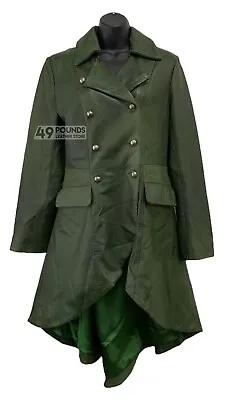 Buy Edwardian Green Napa Ladies Women Washed Real Leather Jacket Coat Gothic P-350 • 41.65£