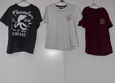 Buy 3 X Boys T-Shirts Age 9-10 Years White Burgundy & Grey Good Condition • 4.99£
