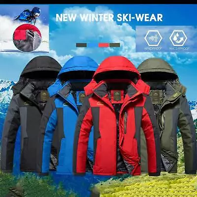 Buy Mens Winter Waterproof Jacket Hooded Thick Coats Ski Snow Hiking Warm Outwear • 33.69£