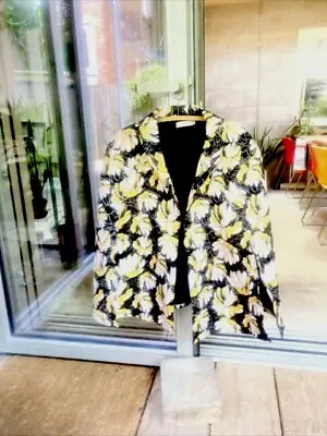 Buy TRAFFIC PEOPLE Fab Floral Yellow Black Gold Thread Cape Jacket Size L - VGC • 35£