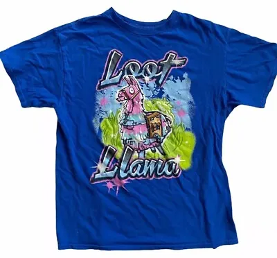 Buy Fortnite Loot Llama Tee Shirt Boys L 10 Blue Graffiti Pink Girls Youth • 8.80£