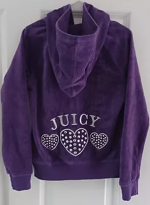 Buy JUICY COUTURE  Girls Velour Tracksuit Age 6X Years Deep Purple Diamanté Hearts • 23.90£