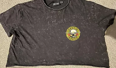 Buy Guns N Roses Grey Ladies Crop Top Oversized T Shirt 10/12 • 4.50£