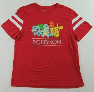 Buy Womens POKEMON Pikachu Charmander Squirtle Red SS Ringer T Shirt Size XL • 23.12£