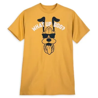 Buy 🌟 Pluto ''What Up Dog?'' Yellow T-Shirt For Adults S Disney Parks New With Tag • 24.99£