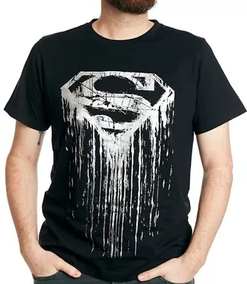 Buy Men's Superman Silver Foil Drip Logo Tee Small • 2£