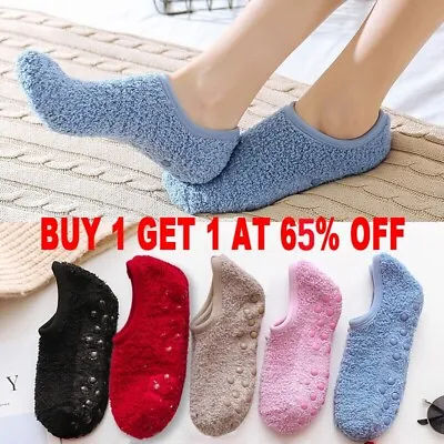 Buy Women Winter Non-slip Slipper Socks Home Fleece Thick Warm Bed Floor Ankle Socks • 3.06£