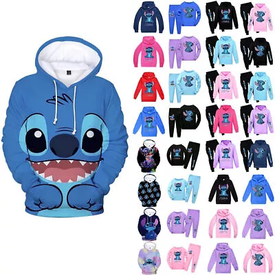 Buy Kids Lilo And Stitch Tracksuit Hoodie Sweatshirt Hooded Tops Pants Clothes UK ☆ • 9.15£