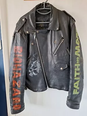 Buy Vintage Leather  Hand Painted Bespoke Patches Metal Jacket  • 250£