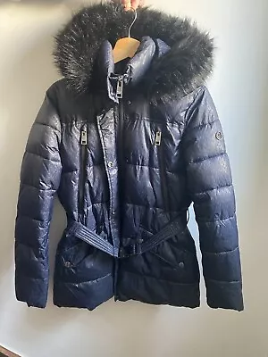 Buy Michael Kors Puffer Hooded Navy Blue Womens Jacket Size M • 20£