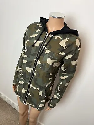 Buy H&M Khaki Green Camouflage Military Denim Zip Up Jacket With Hood UK 6 • 5.99£