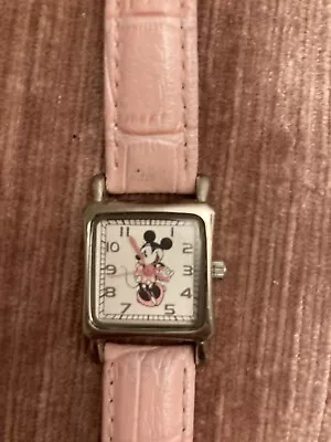 Buy Disney Minnie Mouse Watch Pink Leather Strap Girls • 9£