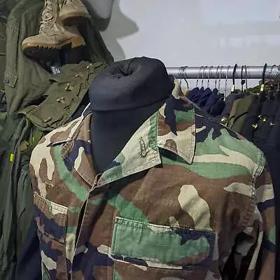 Buy US Army Vintage M81 Woodland Camo Warm Weather Ripstop BDU Combat Jacket / Shirt • 24.60£