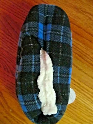 Buy Blue & Black PLAID~ FUZZY BABBA Slipper~Boy's Size M/L (13-4)~NEW With Tags • 3.19£