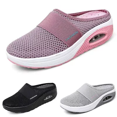 Buy Womens Slip On Trainers Loafer Sneakers Casual Backless Flats Comfort Shoes Size • 15.84£