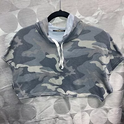 Buy Revamped Camouflage Hooded Cropped Sweatshirt Hoodie Size L Juniors • 4.72£