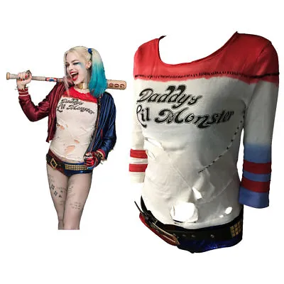 Buy Cosplay Suicide Squad Harley Quinn T-Shirts Daddy's Lil Monster T-Shirt Costume • 13.80£
