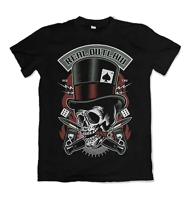Buy Real Outlaw Skull T Shirt S-3XL  • 14.99£