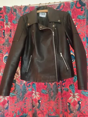 Buy Noisy May Ladies Faux Leather Bikers Jacket Size 12 • 12.99£