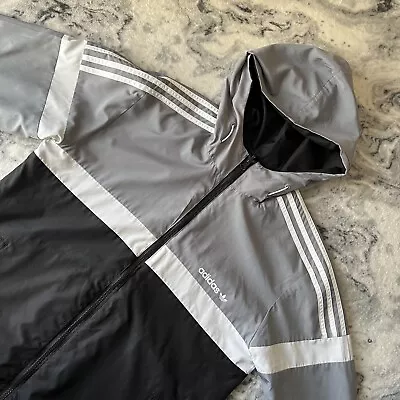 Buy Adidas Mens Itasca Black Grey Reversible Track Hoodie Jacket Windbreaker M *READ • 26.99£
