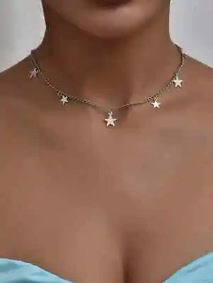 Buy Sterling Silver Star Shaped Pendant Chain Choker Necklace Jewelry For Women Girl • 3.99£