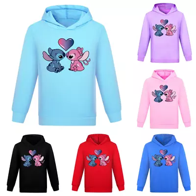 Buy Kids Girls Boys Lilo And Stitch Hoodies Tops Long Sleeve Sweatshirts Pullover UK • 8.49£