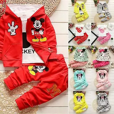 Buy Baby Girls Winter 2 Pcs Minnie Mouse Tracksuit Outfits Sets Tops+ Pants Kids New • 18.49£