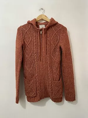Buy Fat Face Zip Up Hoodie Cable Knit Cardigan Burnt Orange Fit 6 8 10 • 24.99£