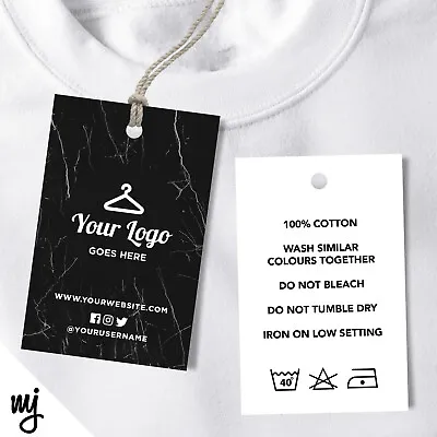 Buy Custom Clothing Swing Tags Cards Printing | Black Marble White Modern Style • 44.99£