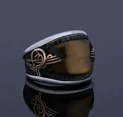 Buy Customized Signet Tiger Eye Gemstone Ring Gemini Man Anniversary Gift Jewelry  • 134.02£