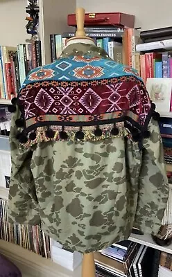 Buy Zara Embroidered Pom Pom Camoflage Military Jacket Size S • 15.99£