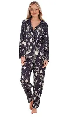 Buy Ladies Long Sleeve Printed Floral Animal Print Satin PJ'S Long Sleeve Pyjamas • 11.99£