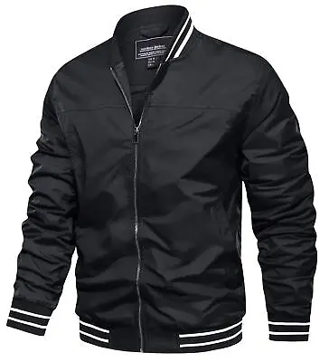Buy Men's Lightweight Windbreaker Thin Bomber Jacket Casual Full-Zip Autumn Zip Coat • 35.98£