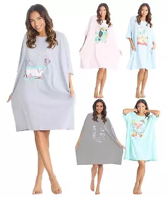 Buy Oversized Sleep T-Shirt Ladies Boyfriend Fit Baggy Nightie Lounge Dress Pockets • 13.99£