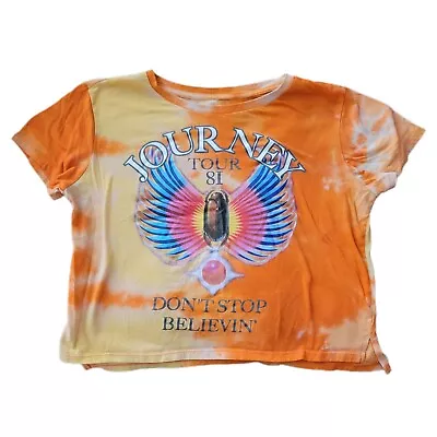 Buy Journey Shirt XL Tie Dye Cropped Short Sleeve Tour 81 Don't Stop Believin' • 19.73£