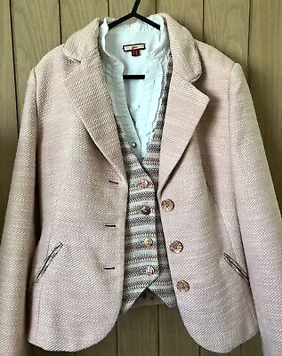 Buy Joe Browns Jacket Women’s Size UK 14 Pale Pink Tweed Blazer Floral Lining • 25£
