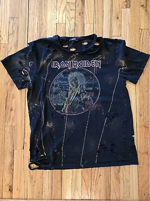 Buy ZARA Iron Maiden Graphic Womens Tee Shirt Distressed Ripped Killers Holes Large • 38.40£