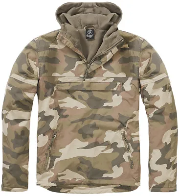 Buy Brandit Windbreaker Jacket Mens Army Camping Travel Hooded Light Woodland Camo • 57.95£