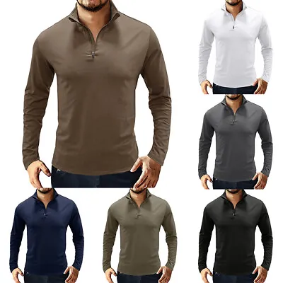 Buy UPF50+ Men's 1/4 Zip Sun Block UV Shirts Long Sleeve Performance Fishing T Shirt • 17.86£
