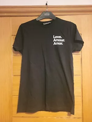Buy Primark Love Amour Black T Shirt Size 2XS • 1.99£