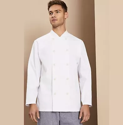 Buy Mens Simon Jersey Chef Jacket Coat Long Sleeve Kitchen Uniform Double Breasted • 10.95£