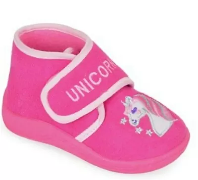 Buy Girls Toddler Unicorn Slippers 4 5 6 7 8 9 10 Shoe Size Hook & Loop Closure • 7.95£