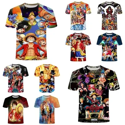 Buy Kids 3D One Piece Anime Monkey D Luffy Casual Short Sleeve T-Shirt  Tee Top UK • 6.98£