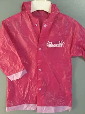Buy Disney Frozen Girls Pink Raincoat Elsa Anna Vinyl Rain Slicker Jacket Kids • 16£