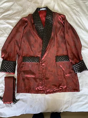 Buy Vintage-style Mens Thin, Red Smoking Jacket/short Dressing Gown, Medium-large. • 34£