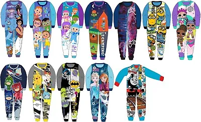 Buy Boys Girls Kids Official Licensed Character Fleece All In One Pyjamas 18Mth 10Yr • 10.99£